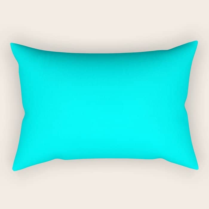 Neon Aqua Blue Bright Electric Fluorescent Color Rectangular Pillow