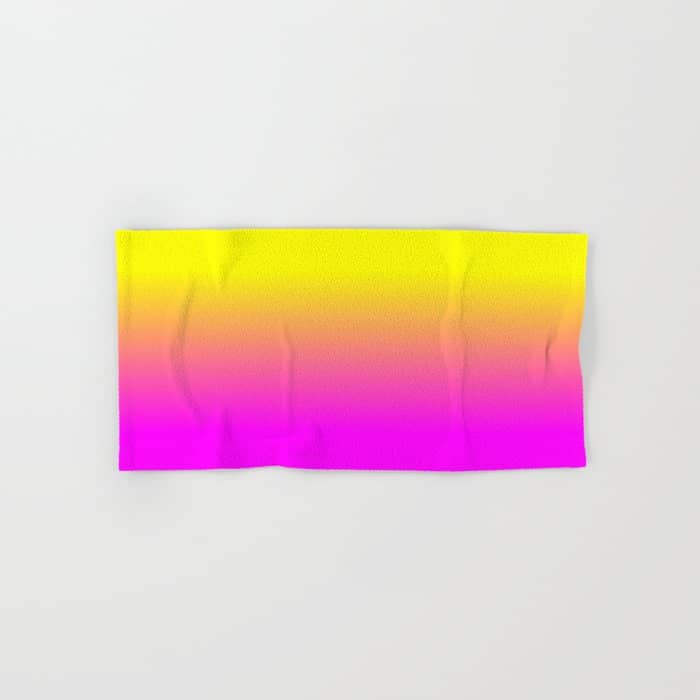 Neon Yellow And Bright Hot Pink Ombré  Shade Color Fade Bath Towel