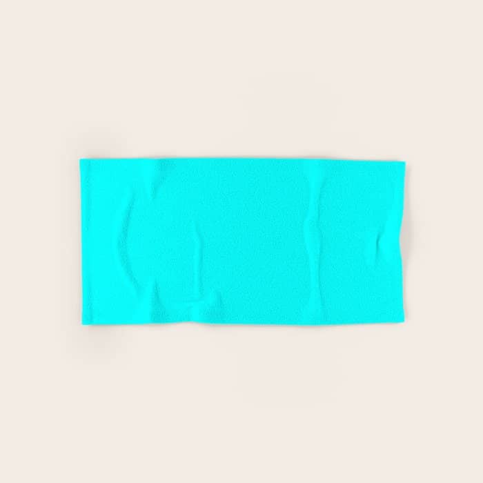 Neon Aqua Blue Bright Electric Fluorescent Color Bath Towel