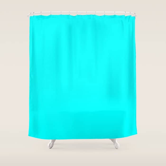 Neon Aqua Blue Bright Electric Fluorescent Color Shower Curtain