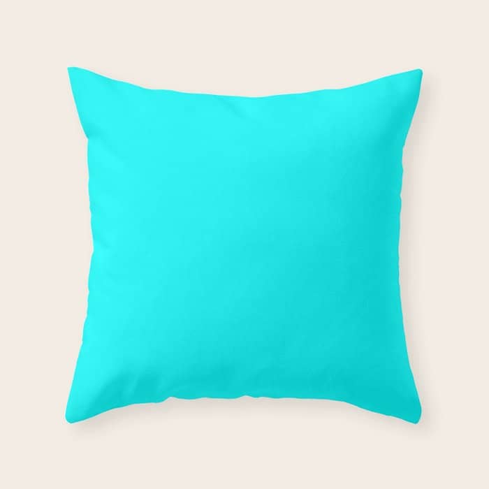 Neon Aqua Blue Bright Electric Fluorescent Color Throw Pillow