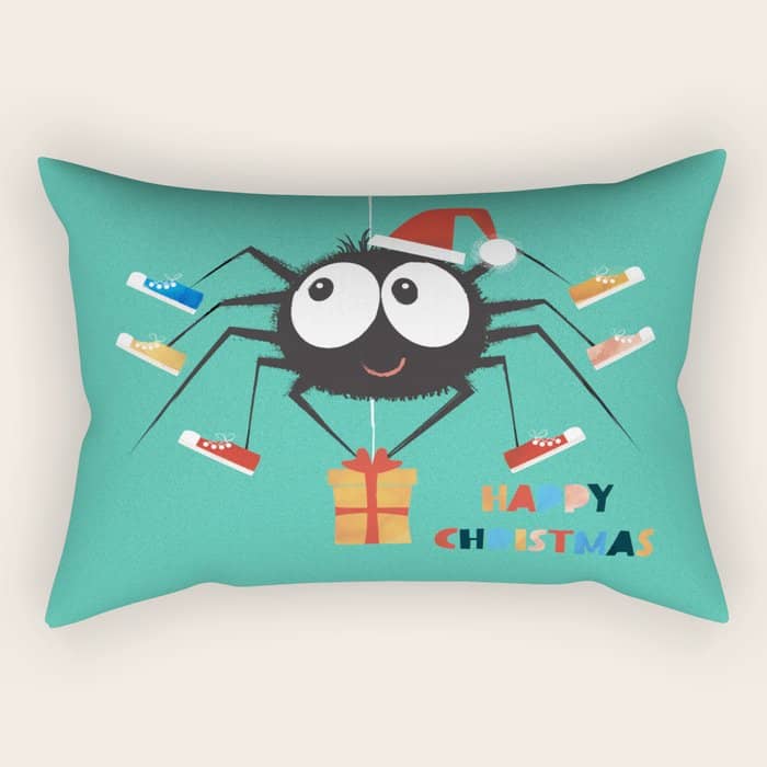 Happy Christmas Santa Spider Rectangular Pillow