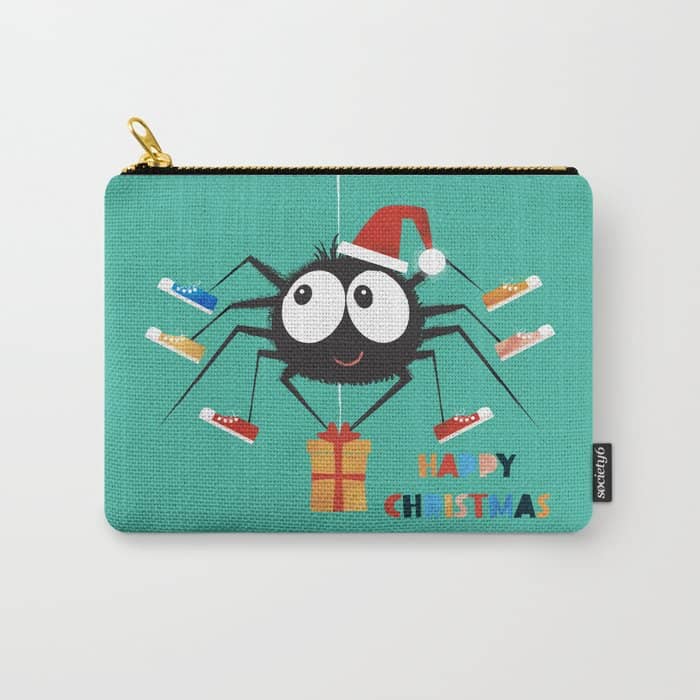 Happy Christmas Santa Spider Carry All Pouch