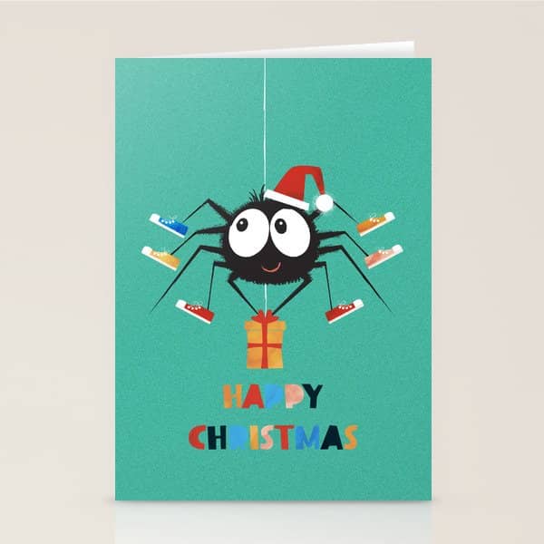Happy Christmas Santa Spider Stationery Card