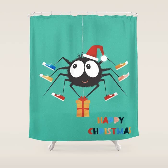 Happy Christmas Santa Spider Shower Curtain