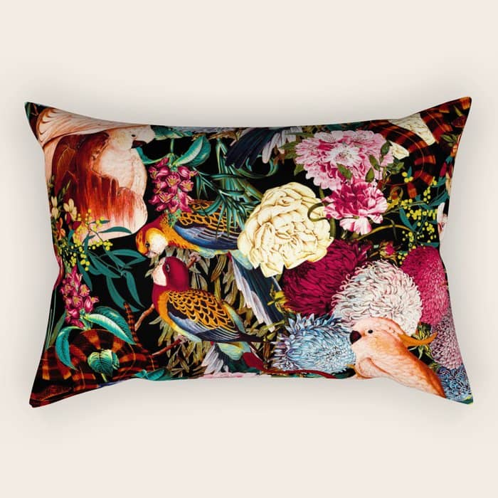 Floral And Animals Pattern Ii Rectangular Pillow