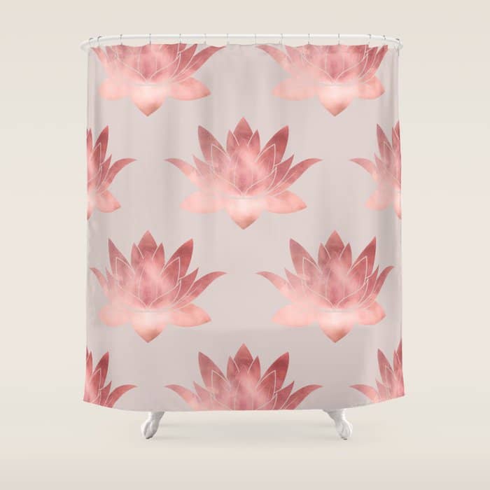 Pink Lotus Flower | Watercolor Texture Shower Curtain