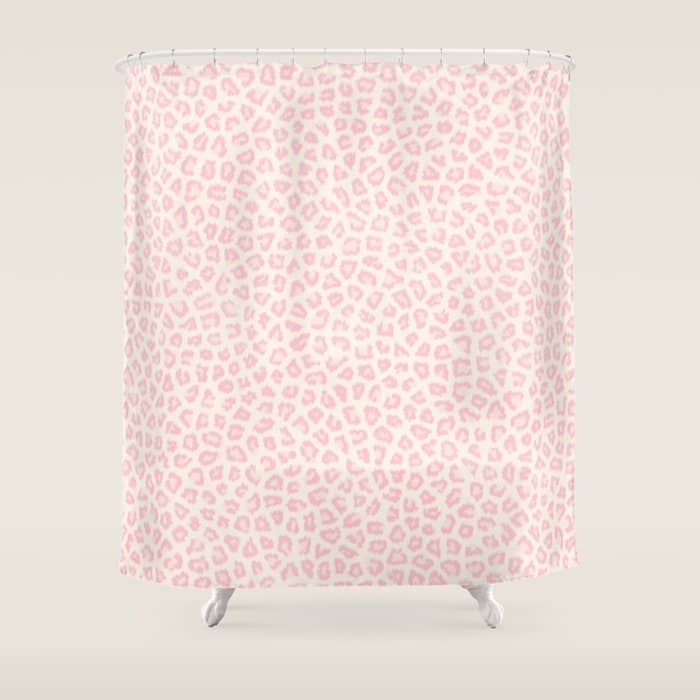 Modern Ivory Blush Pink Girly Cheetah Animal Print Pattern Shower Curtain