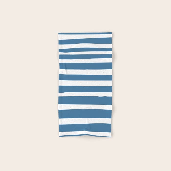 Ocean Stripes, Abstract, Blue And White, Striped Pattern Bath Towel