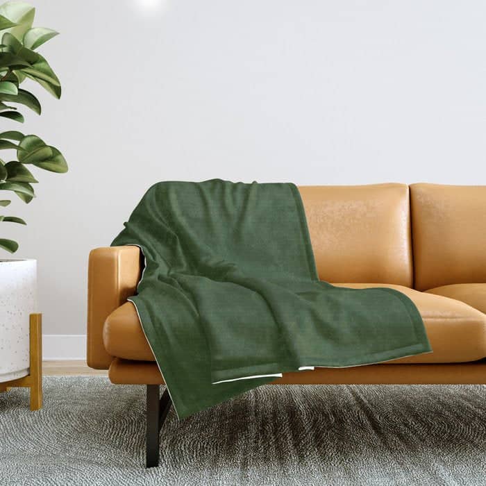 Solid Dark Forest Green Simple Solid Color All Over Print Throw Blanket