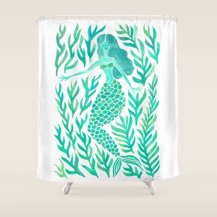 Kelp Forest Mermaid - Mint Palette Shower Curtain