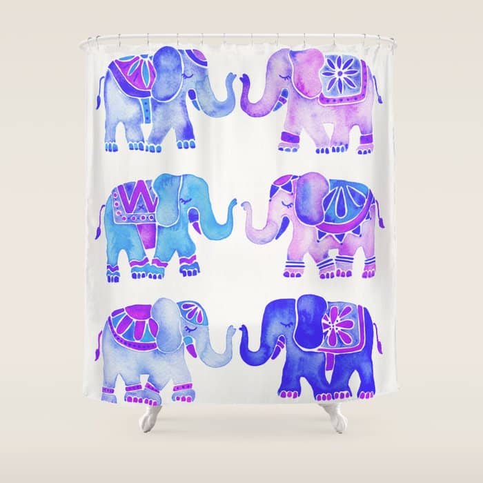 Elephant Collection - Indigo Palette Shower Curtain