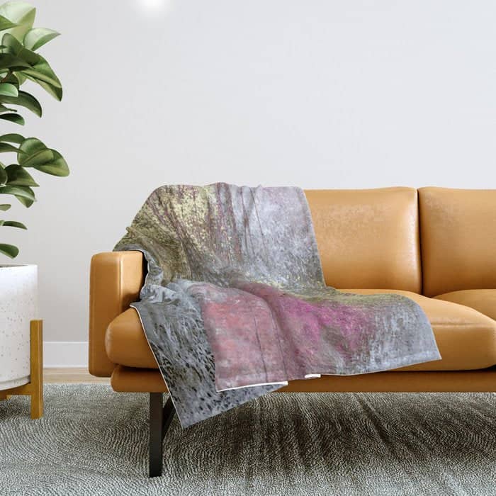 Golden Girl: A Pretty Abstract Mixed Media Piece In Pink, White, Gold, And Gray Throw Blanket