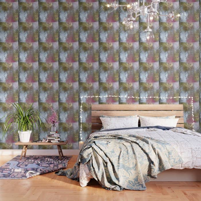 Golden Girl: A Pretty Abstract Mixed Media Piece In Pink, White, Gold, And Gray Wallpaper