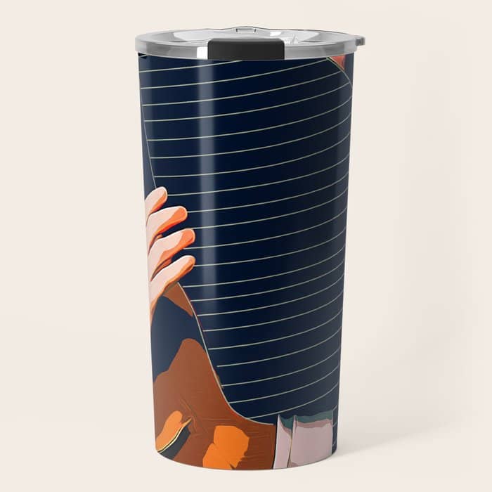 Don'T Be Shy, Bohemian Woman Fashion Illustration, Eclectic Tropical Banana Leaves Feminism Travel Mug