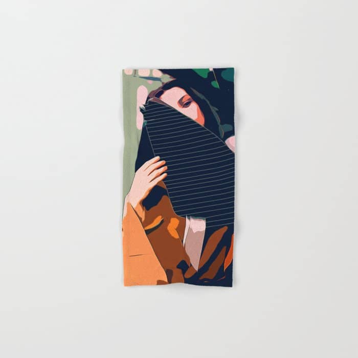 Don'T Be Shy, Bohemian Woman Fashion Illustration, Eclectic Tropical Banana Leaves Feminism Bath Towel