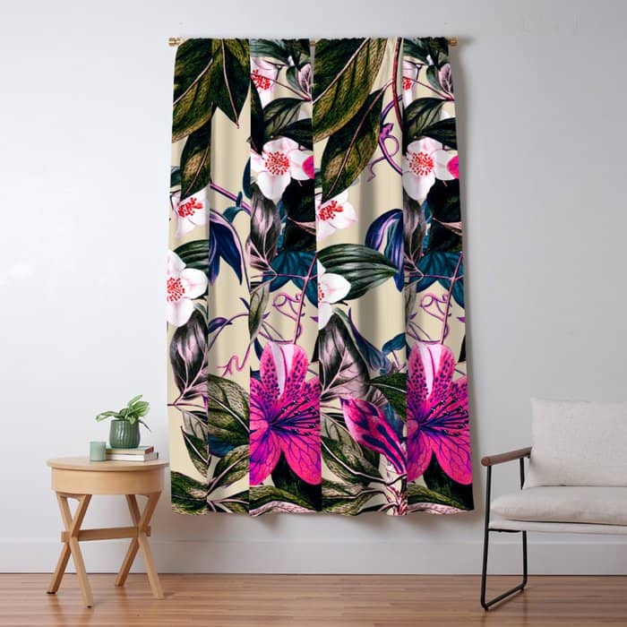 Pattern Antique Botanical Flowers Window Curtain