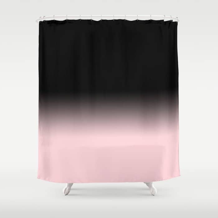 Modern Abstract Elegant Black Blush Pink Gradient Pattern Shower Curtain