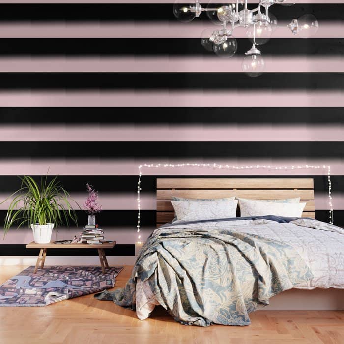 Modern Abstract Elegant Black Blush Pink Gradient Pattern Wallpaper