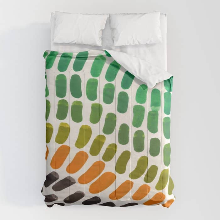 Yellow Teal Green Colorful Watercolor Abstract Organic Pattern Mid Century Modern Minimalist Playful Comforter
