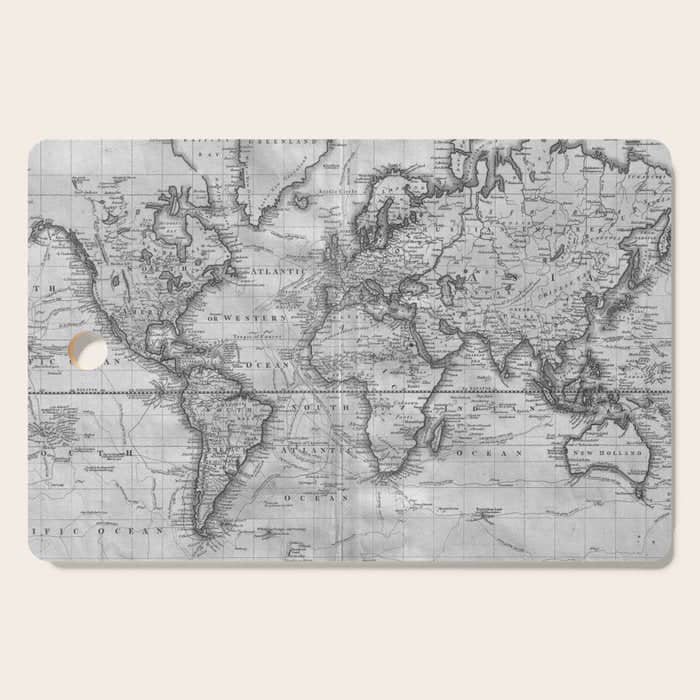 Black And White World Map (1801) Cutting Board