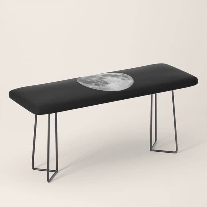 Full Moon Print Black-White Photograph New Lunar Eclipse Poster Bedroom Home Wall Decor Bench