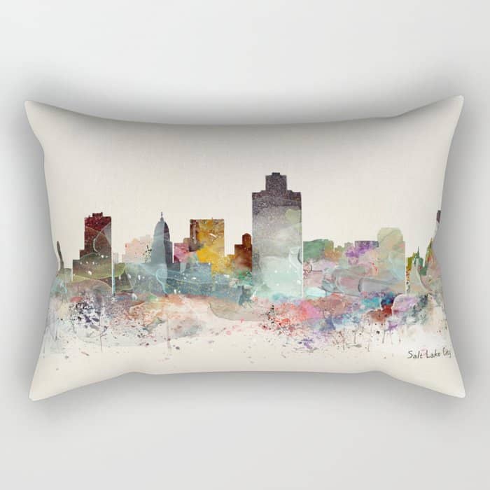 Salt Lake City Skyline Rectangular Pillow