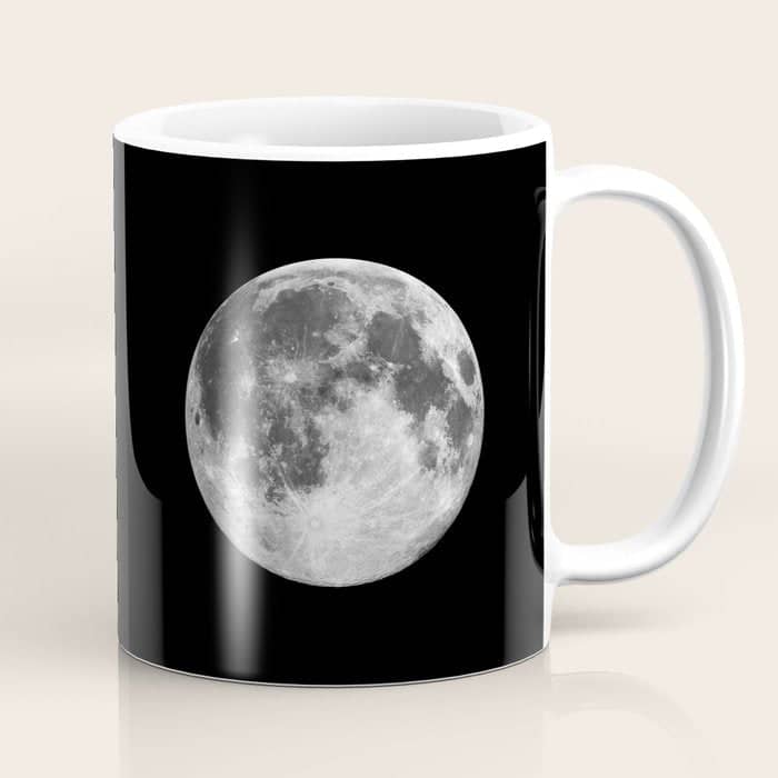 Full Moon Print Black-White Photograph New Lunar Eclipse Poster Bedroom Home Wall Decor Coffee Mug