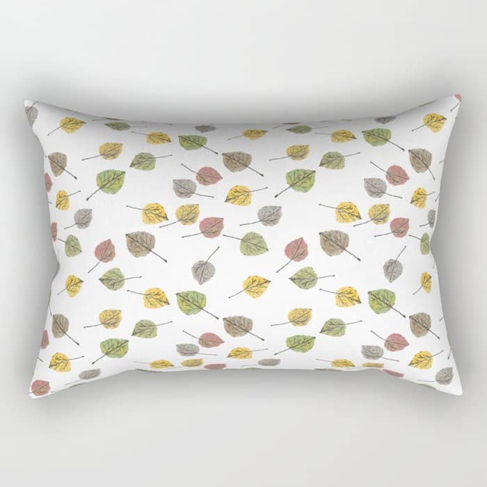 Colorado Aspen Tree Leaves Hand-Painted Watercolors In Golden Autumn Shades On Clear Rectangular Pillow