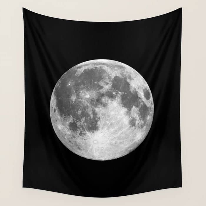 Full Moon Print Black-White Photograph New Lunar Eclipse Poster Bedroom Home Wall Decor Wall Tapestry