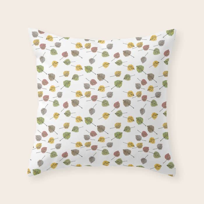 Colorado Aspen Tree Leaves Hand-Painted Watercolors In Golden Autumn Shades On Clear Throw Pillow