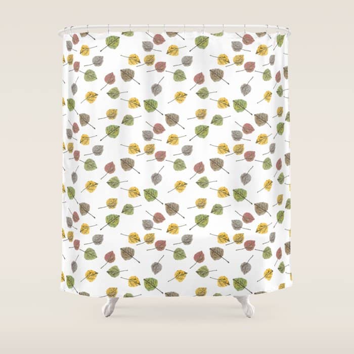 Colorado Aspen Tree Leaves Hand-Painted Watercolors In Golden Autumn Shades On Clear Shower Curtain