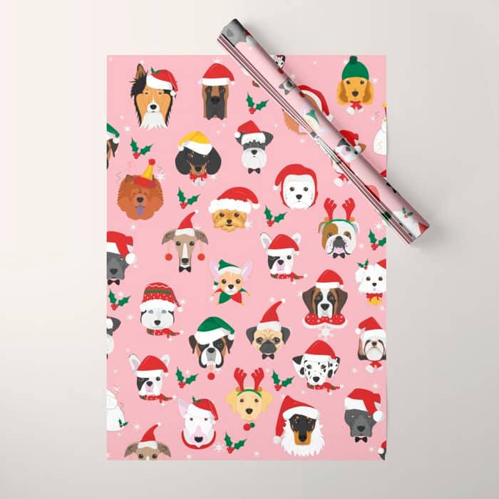 Christmas Dog Pattern Illustration Wrapping Paper