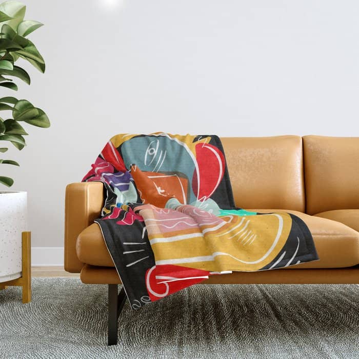 Love Your Family Expressionist Cubist Street Art Throw Blanket