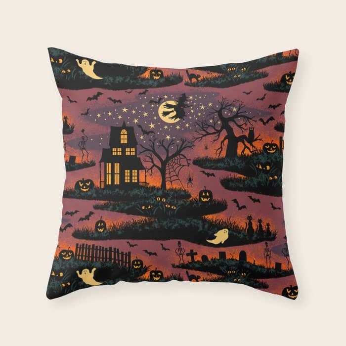 Halloween Night - Bonfire Glow Throw Pillow