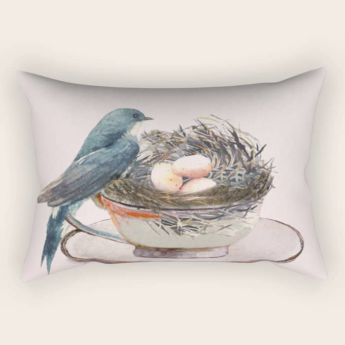Bird Nest In A Teacup Rectangular Pillow