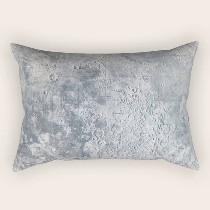 Vintage Lunar Moon Map, 1960s Rectangular Pillow