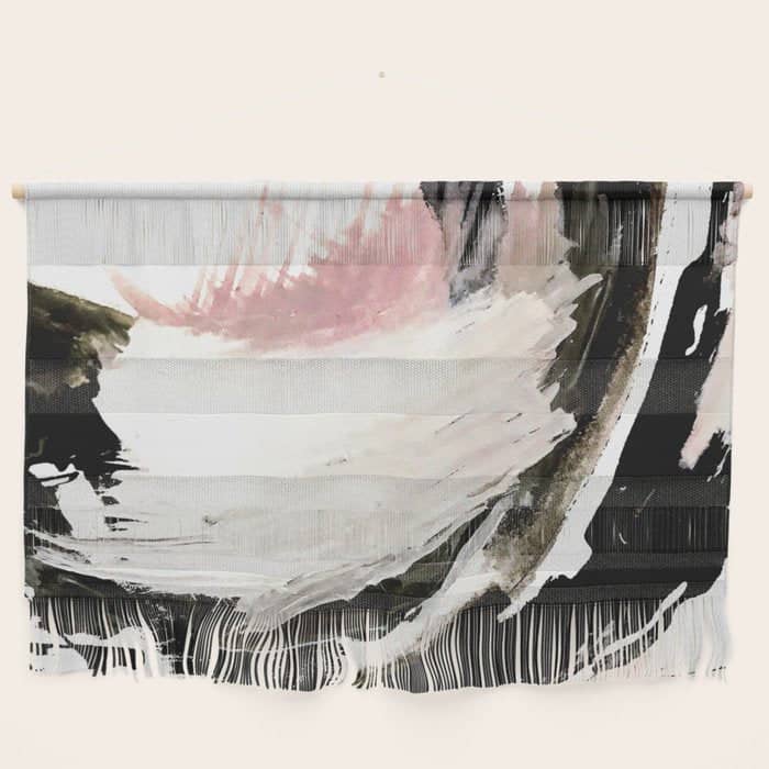 Crash: An Abstract Mixed Media Piece In Black White And Pink Wall Hanging