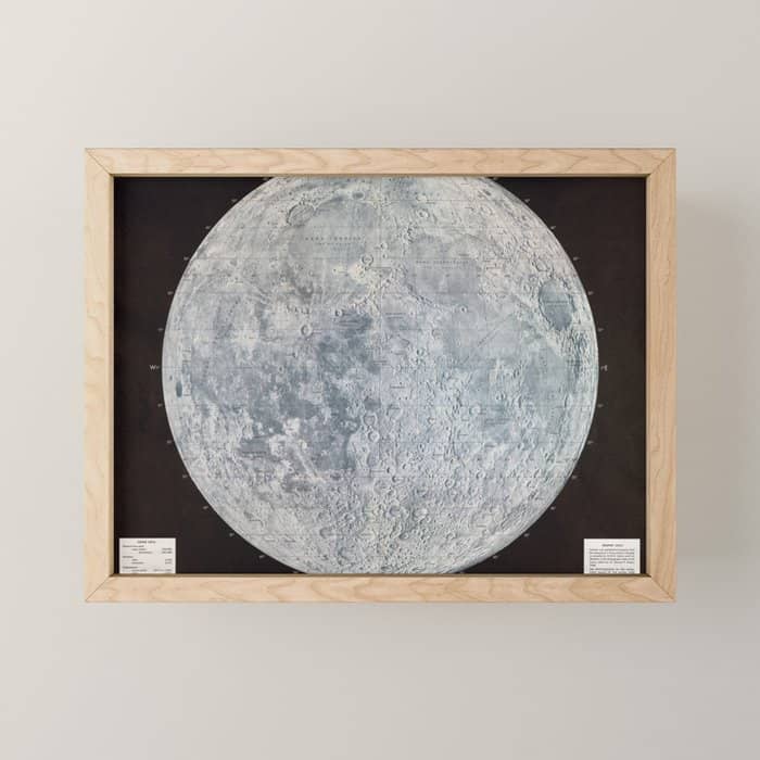Vintage Lunar Moon Map, 1960s Mini Art Print