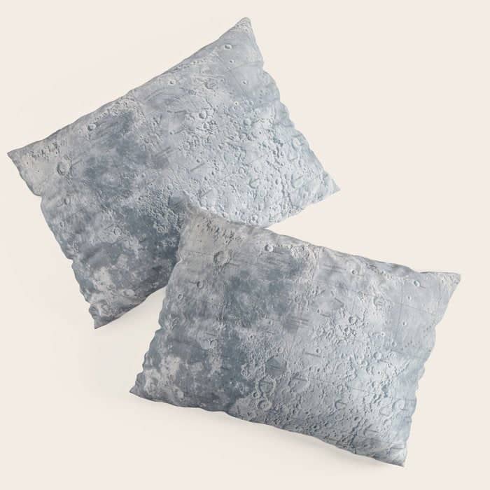 Vintage Lunar Moon Map, 1960s Pillow Sham