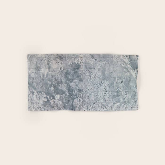 Vintage Lunar Moon Map, 1960s Bath Towel