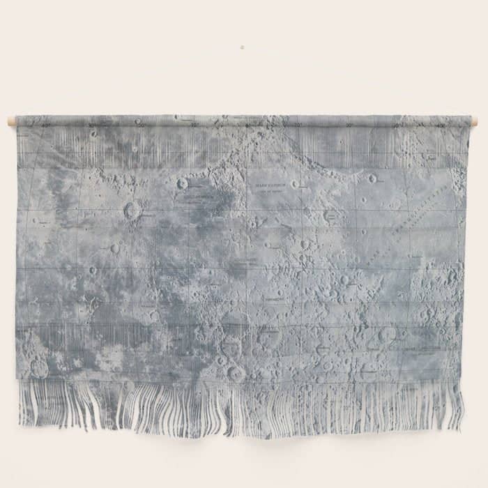 Vintage Lunar Moon Map, 1960s Wall Hanging
