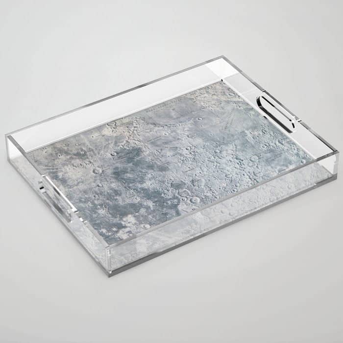Vintage Lunar Moon Map, 1960s Acrylic Tray