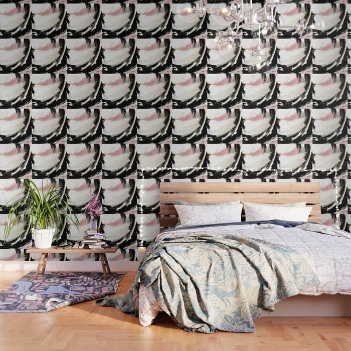 Crash: An Abstract Mixed Media Piece In Black White And Pink Wallpaper