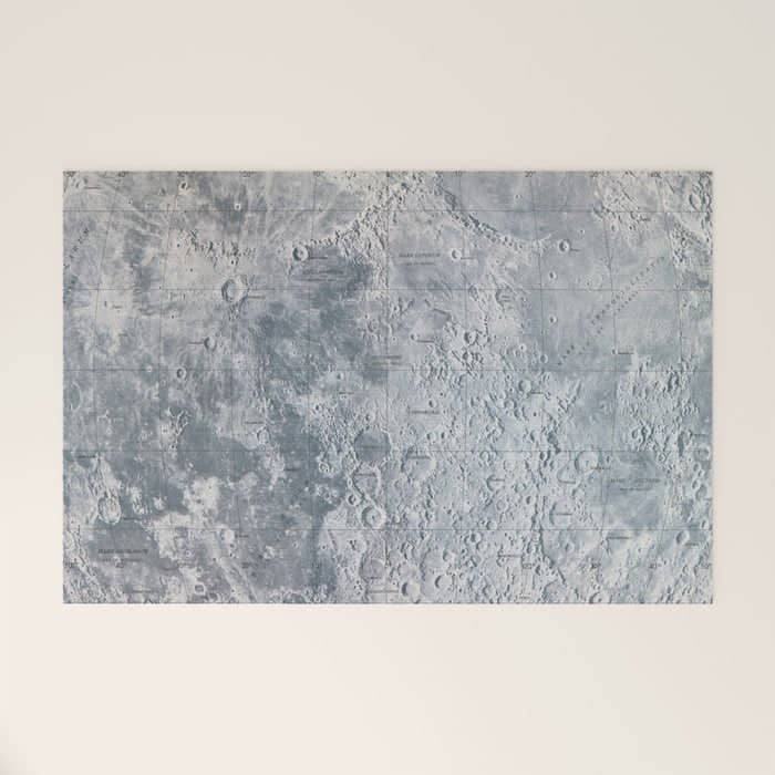 Vintage Lunar Moon Map, 1960s Welcome Mat