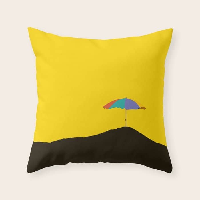 Colorful Parasol Black Yellow Background #Decor #Homestorie #Buyart Throw Pillow