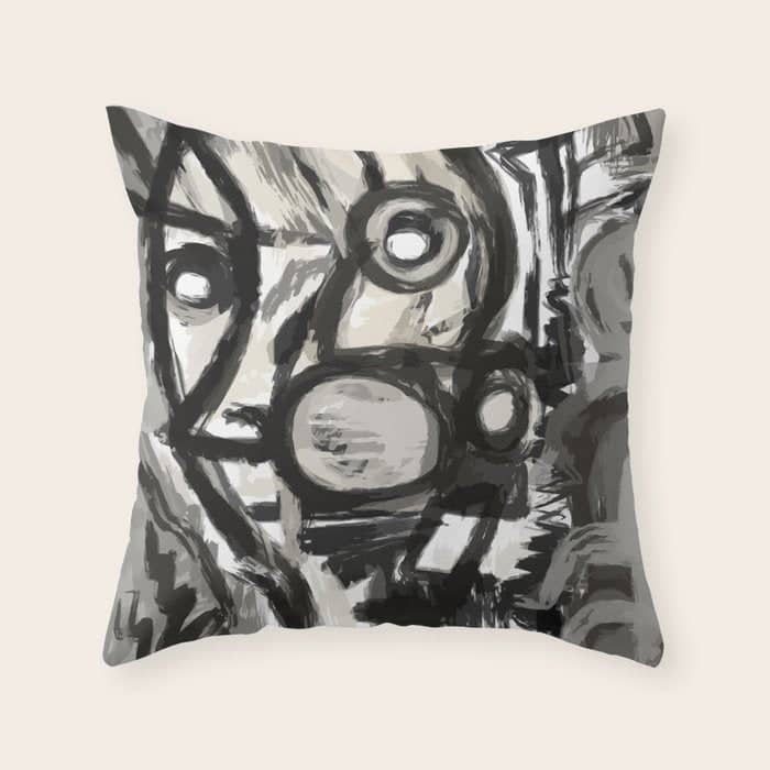 Grey Street Art Graffiti Expressionist Throw Pillow