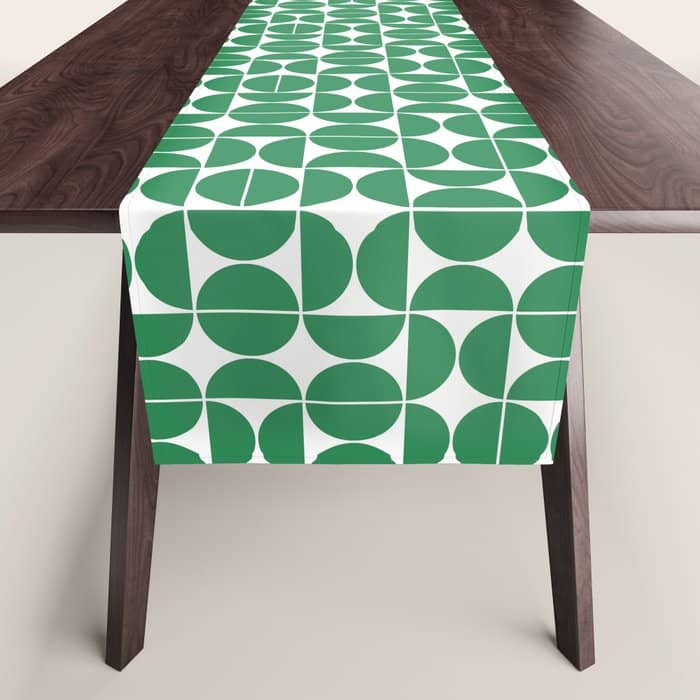 Mid Century Modern Geometric 04 Green Table Runner