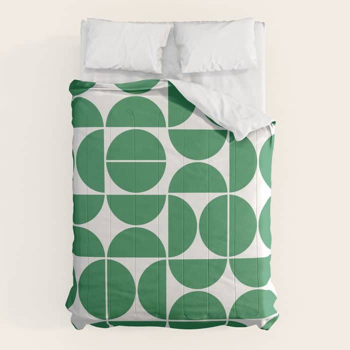Mid Century Modern Geometric 04 Green Comforter
