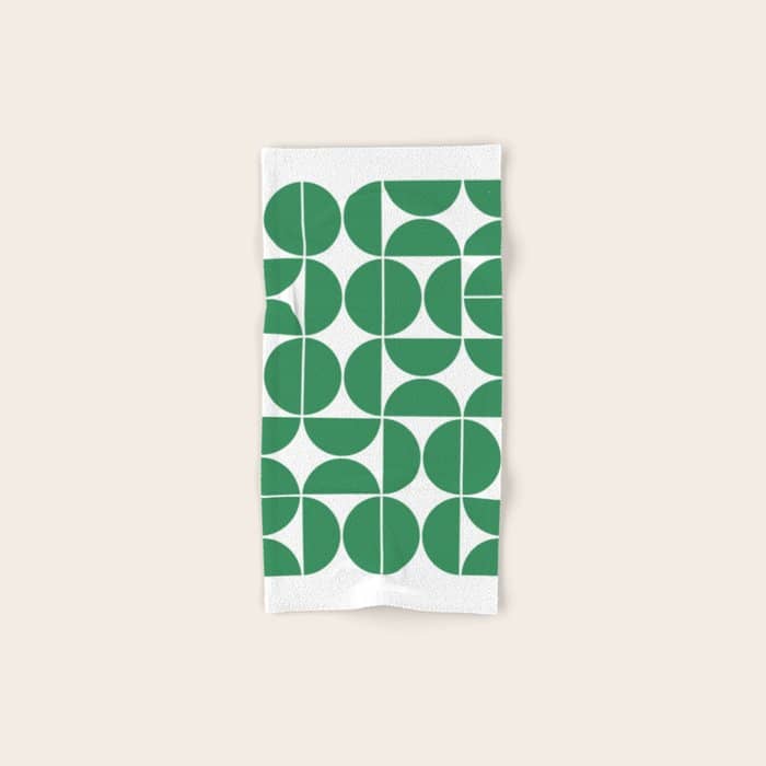 Mid Century Modern Geometric 04 Green Bath Towel